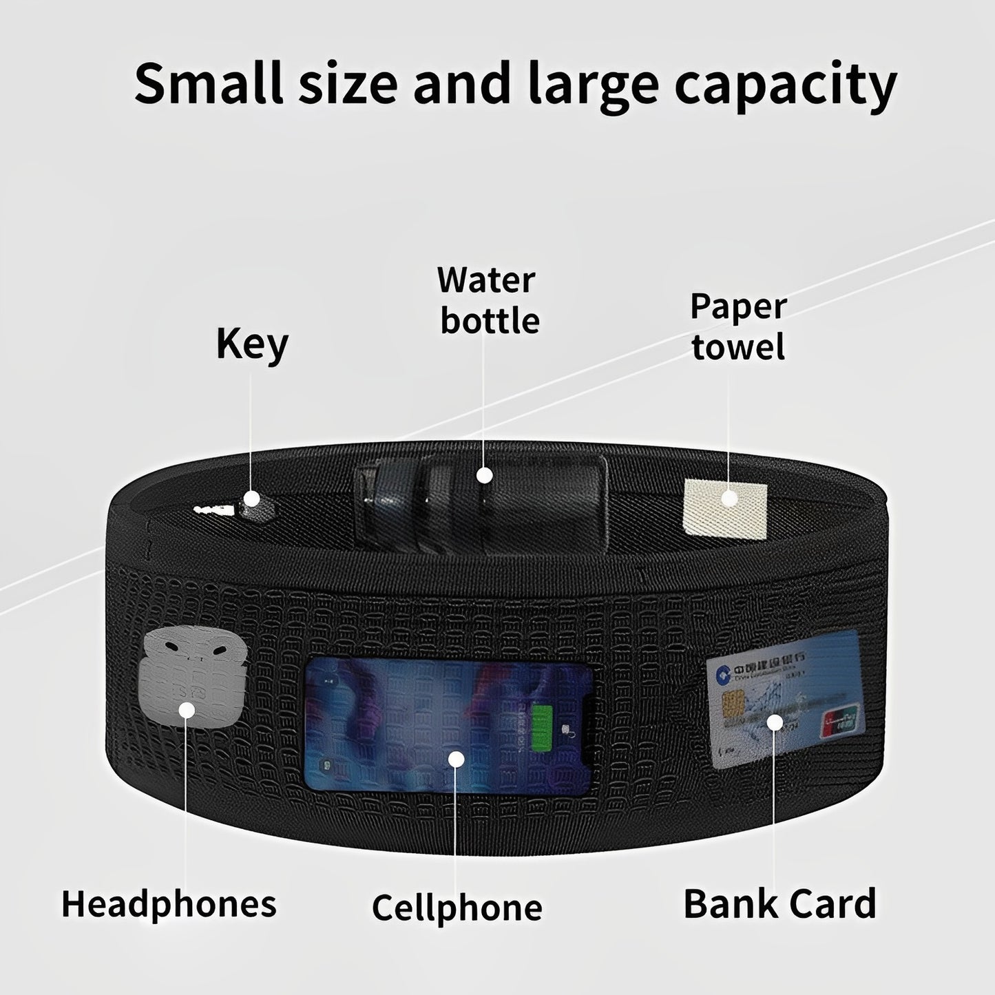 Multifunctional breathable invisible running waist security bag