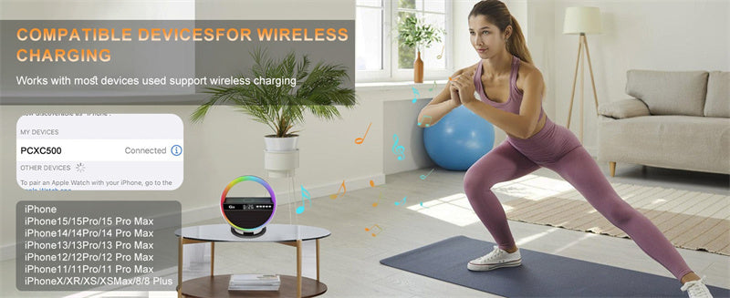 RGB Smart Lamp - Wireless Charger - Speaker - Bluetooth APP Control