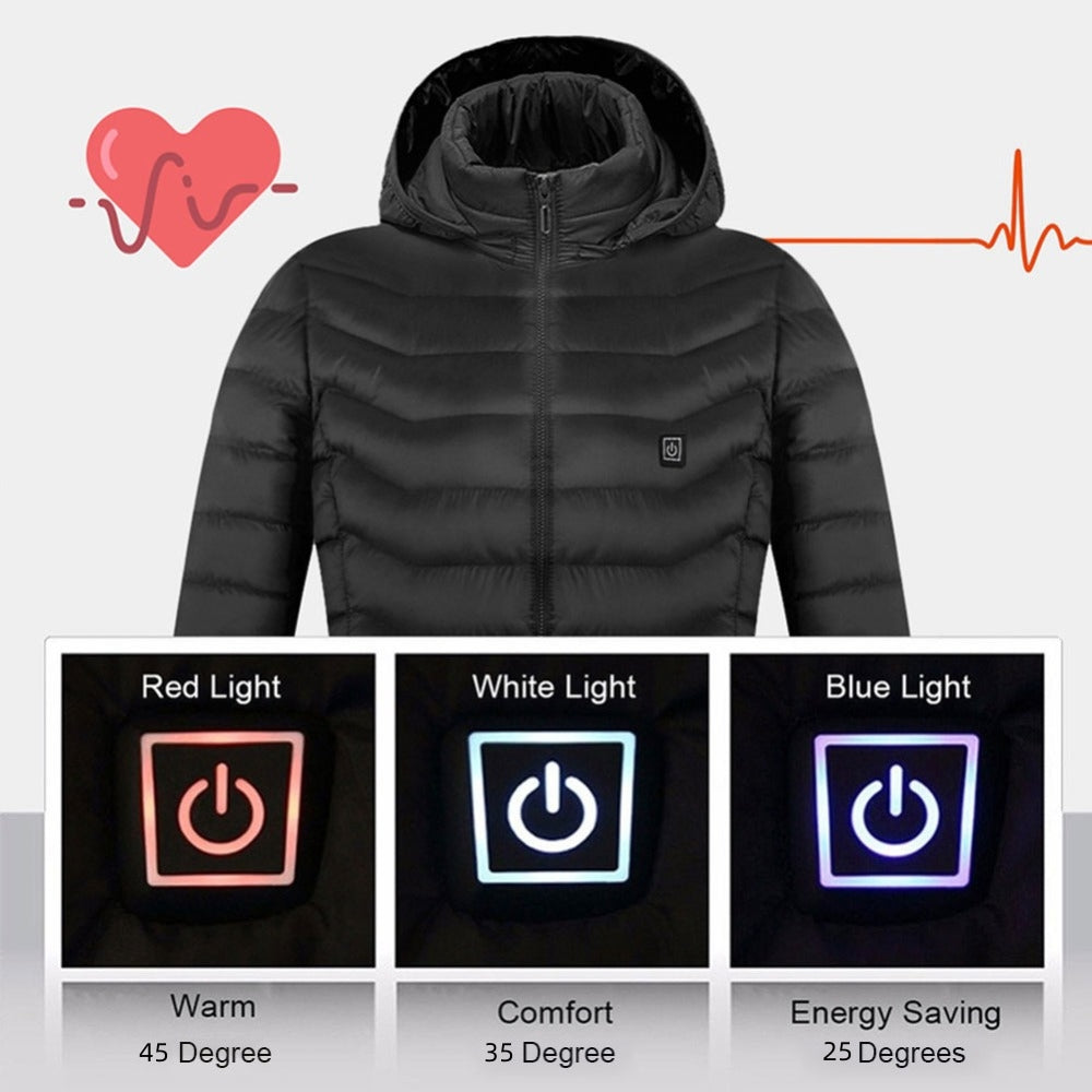 USB Beheizte Jacke - Unisex - Washbar - 9 Heizzonen