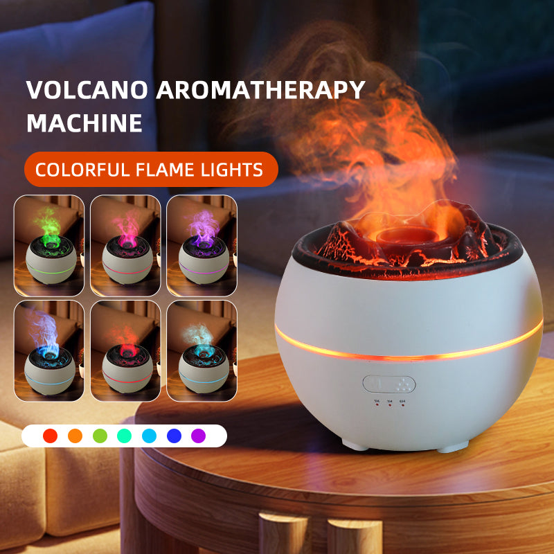 Ultraschall-Luftbefeuchter mit Aromafach – 360°-Vernebler – Flammeneffekt