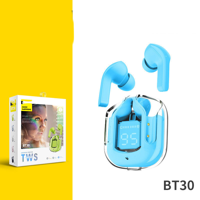 Bluetooth-Kopfhörer mit Kristall-Ohrhörern – Transparent – ​​Rauschunterdrückung