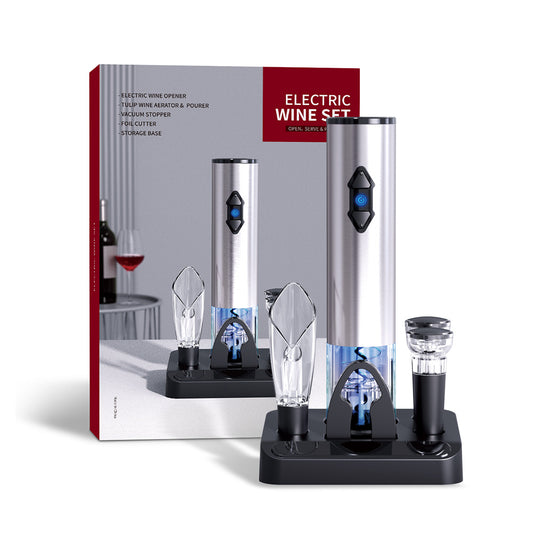 Electric wine corkscrew set