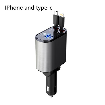 100W ultra fast charger for the car - Cables included - iPhone and Type C