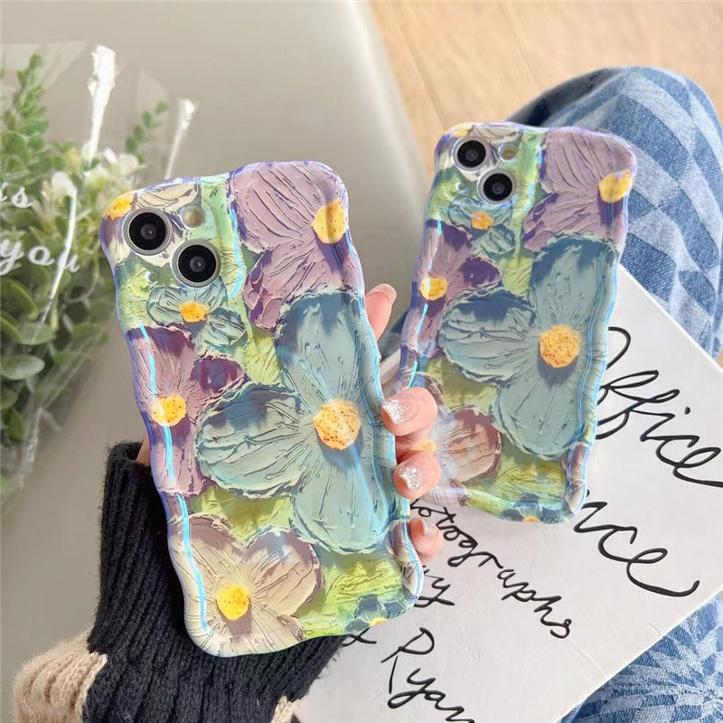 3D retro oil painting flower iPhone case
