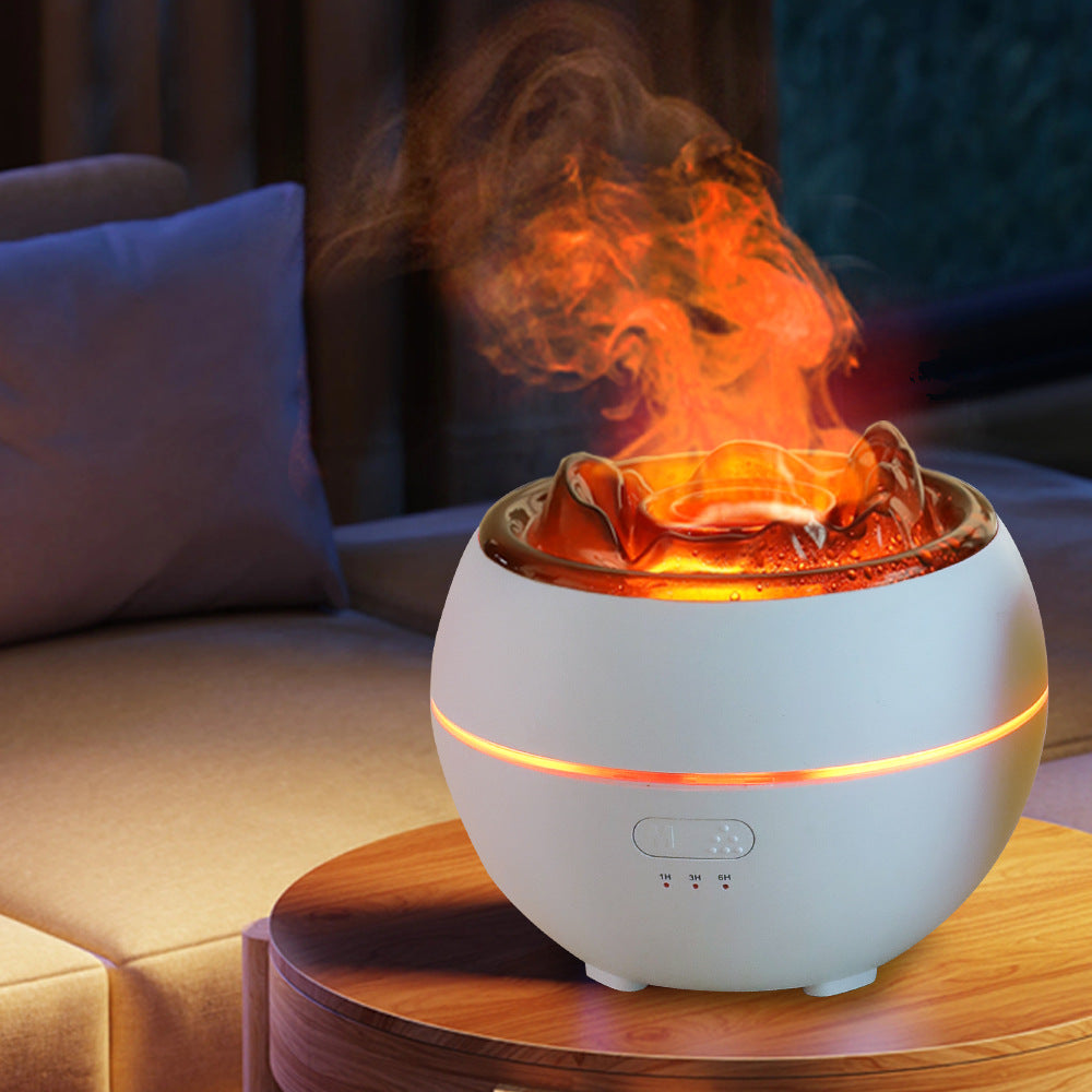 Ultraschall-Luftbefeuchter mit Aromafach – 360°-Vernebler – Flammeneffekt