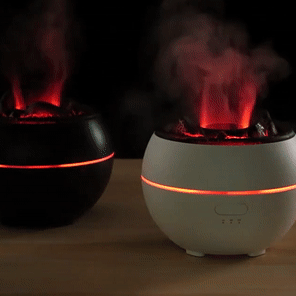 Ultraschall-Luftbefeuchter mit Aromafach – 360°-Vernebler – Flammeneffekt
